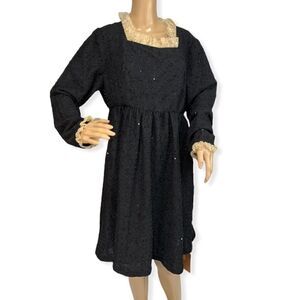 NWT Black Sequinned Lace Trim Dress